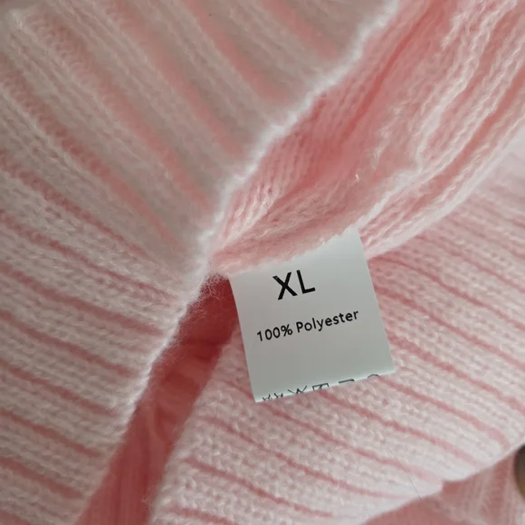 Pink V-Neck Cardigan Sweater XL - Fits Like Large - Picture 5 of 8